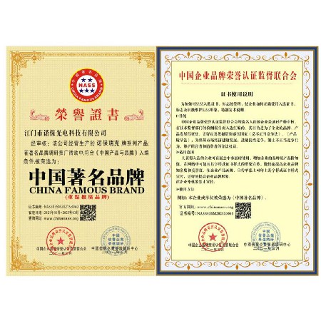 中國著名品牌證書
